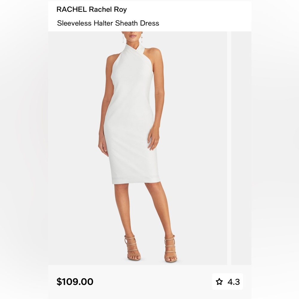 RACHEL Rachel Roy Sleeveless White Halter Midi Dress